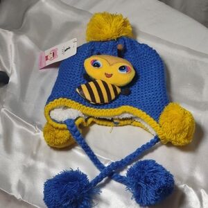 NWT Kaiserbird Blue & Yellow Knit Hat w/Bee - OSFM